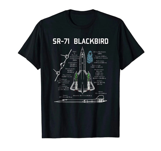 SR-71 Blackbird Specs T Shirt TShirt Shirt Men Cotton Tees Tshirt Harajuku Streetwear