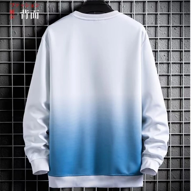 Spring Autumn Men's Sweatshirt Hip Hop Fashion Harajuku Graphics Long Sleeve T-shirt Men Casual Men Clothing BlueTop Streetwear