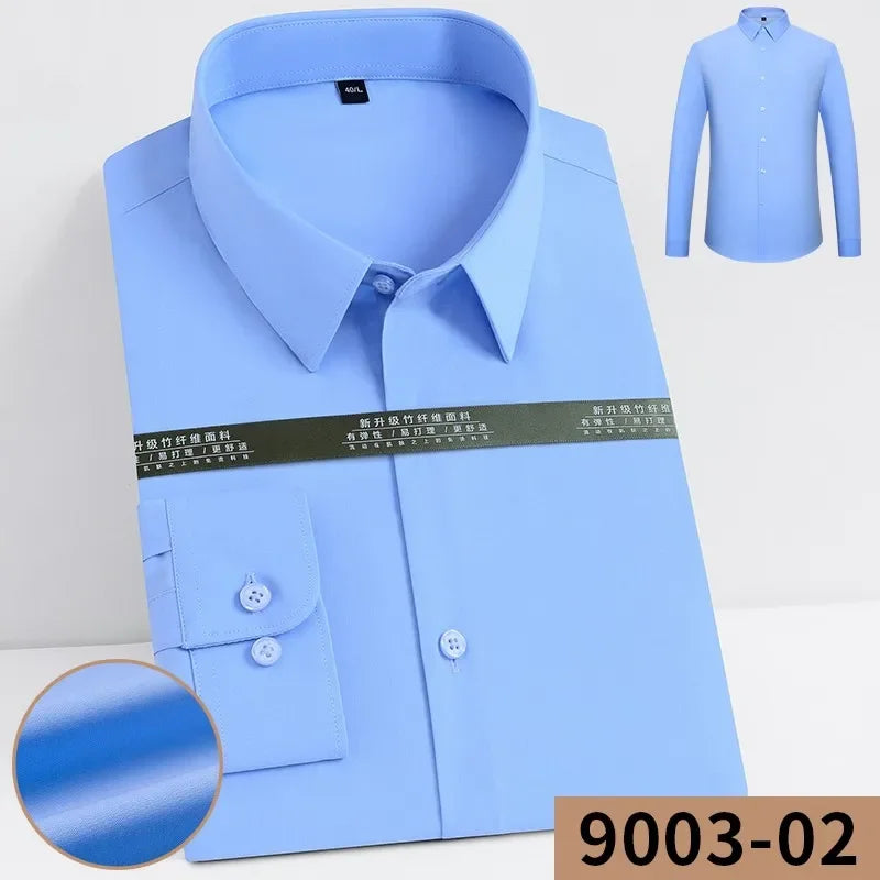 2023 Long sleeve Shirt for Men White Shirt Slim Fit Shirt Men Clothing Tren Non-iron Professional Microfiber Casual Pure Color