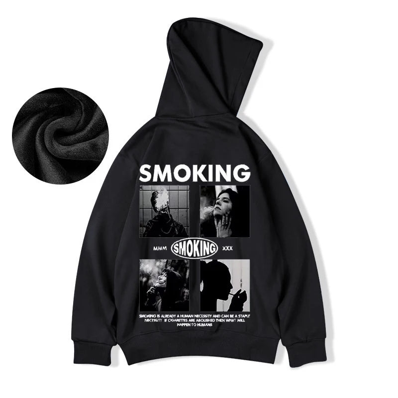 Hip Hop Smoking Graphic Hoodie Sweatshirts Men's Fashion Gothic Oversized Hoodies Harajuku Streetwear Casual Y2K Clothes