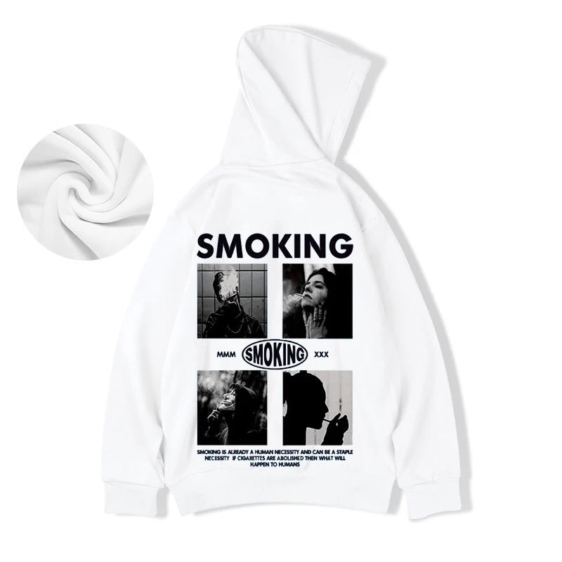 Hip Hop Smoking Graphic Hoodie Sweatshirts Men's Fashion Gothic Oversized Hoodies Harajuku Streetwear Casual Y2K Clothes