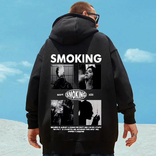 Hip Hop Smoking Graphic Hoodie Sweatshirts Men's Fashion Gothic Oversized Hoodies Harajuku Streetwear Casual Y2K Clothes