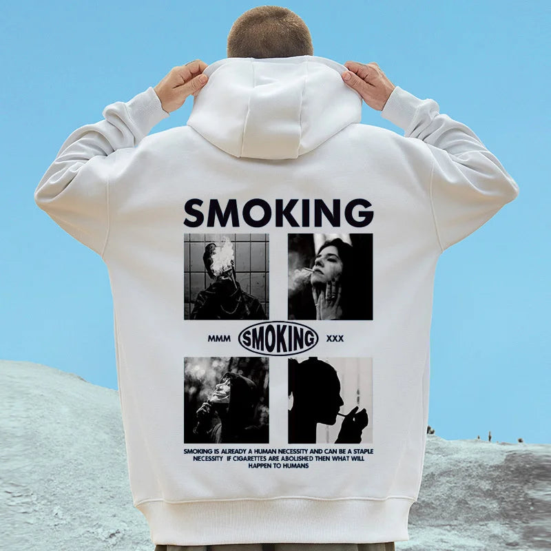 Hip Hop Smoking Graphic Hoodie Sweatshirts Men's Fashion Gothic Oversized Hoodies Harajuku Streetwear Casual Y2K Clothes